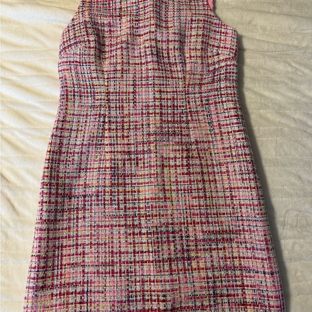 Talbots Pink and Navy Tweed Halter Sheath Dress